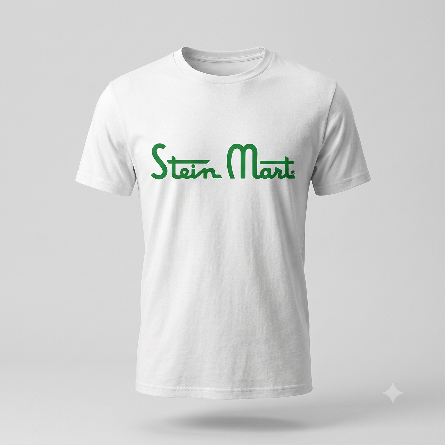 Stein Mart Memorial Tee in white, front view on male model