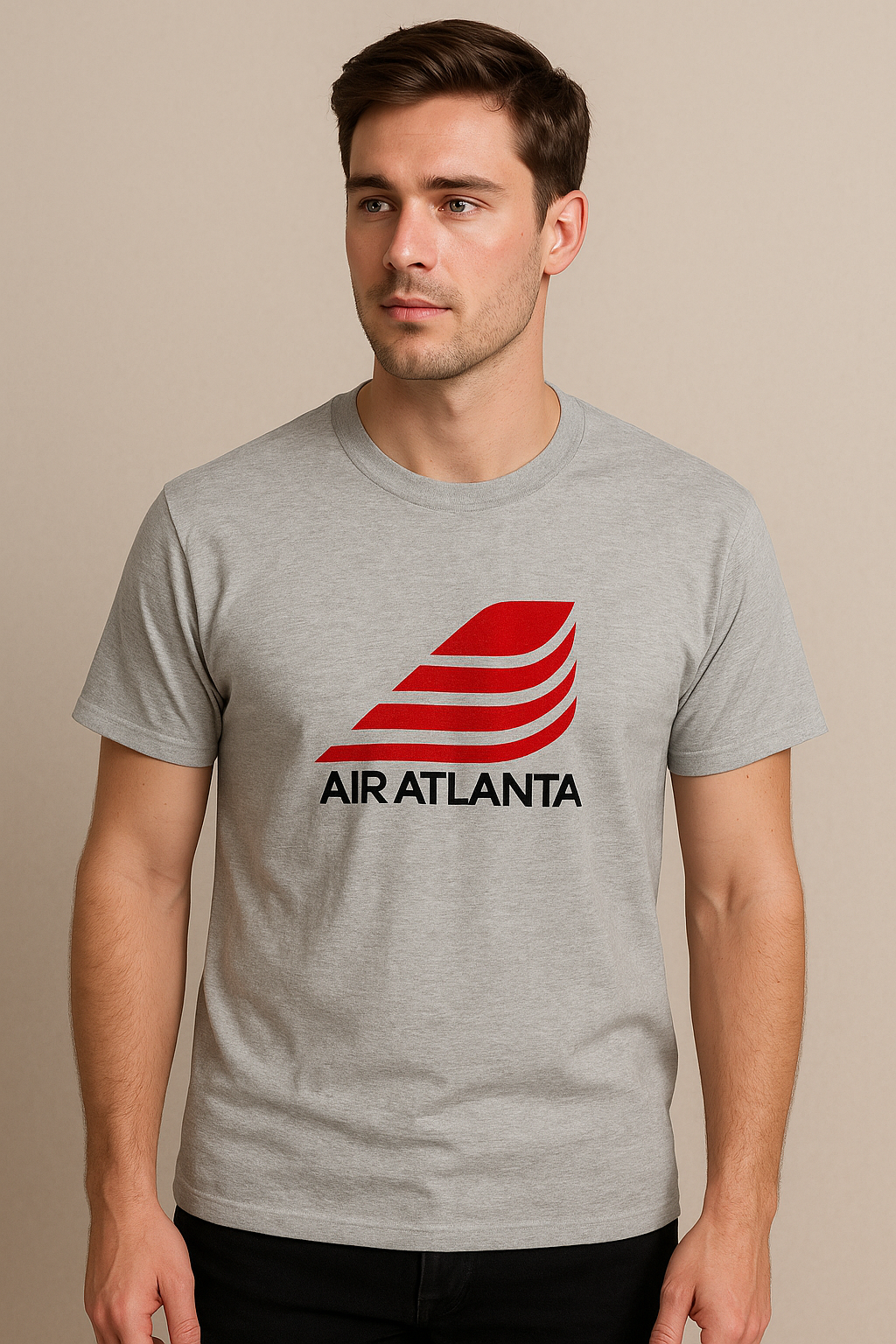 Air Atlanta tee in white, front view on male model