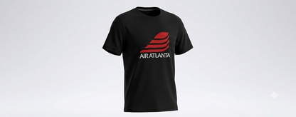 Air Atlanta tee in black, ghost mannequin view
