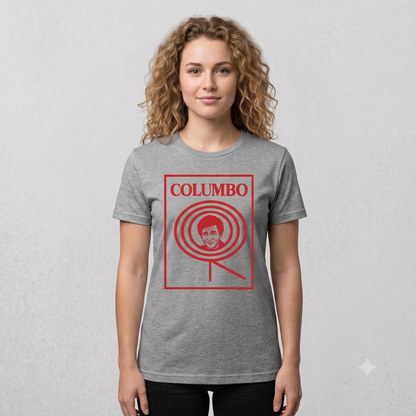 Columbo Tee in grey, front view on female model