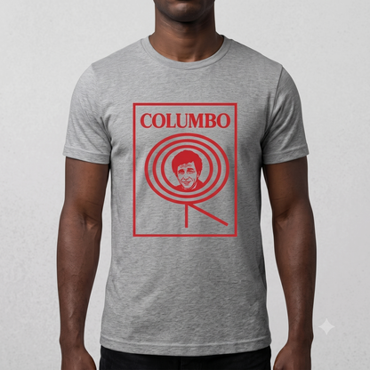 Columbo Tee in grey, front view on male model