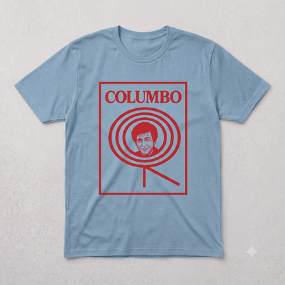 Columbo Tee in steel blue, flat lay