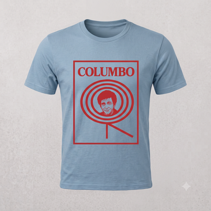 Columbo Tee in steel blue, flat lay (alternate angle)