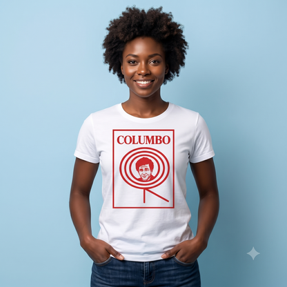 Columbo Tee in white, front view on female model
