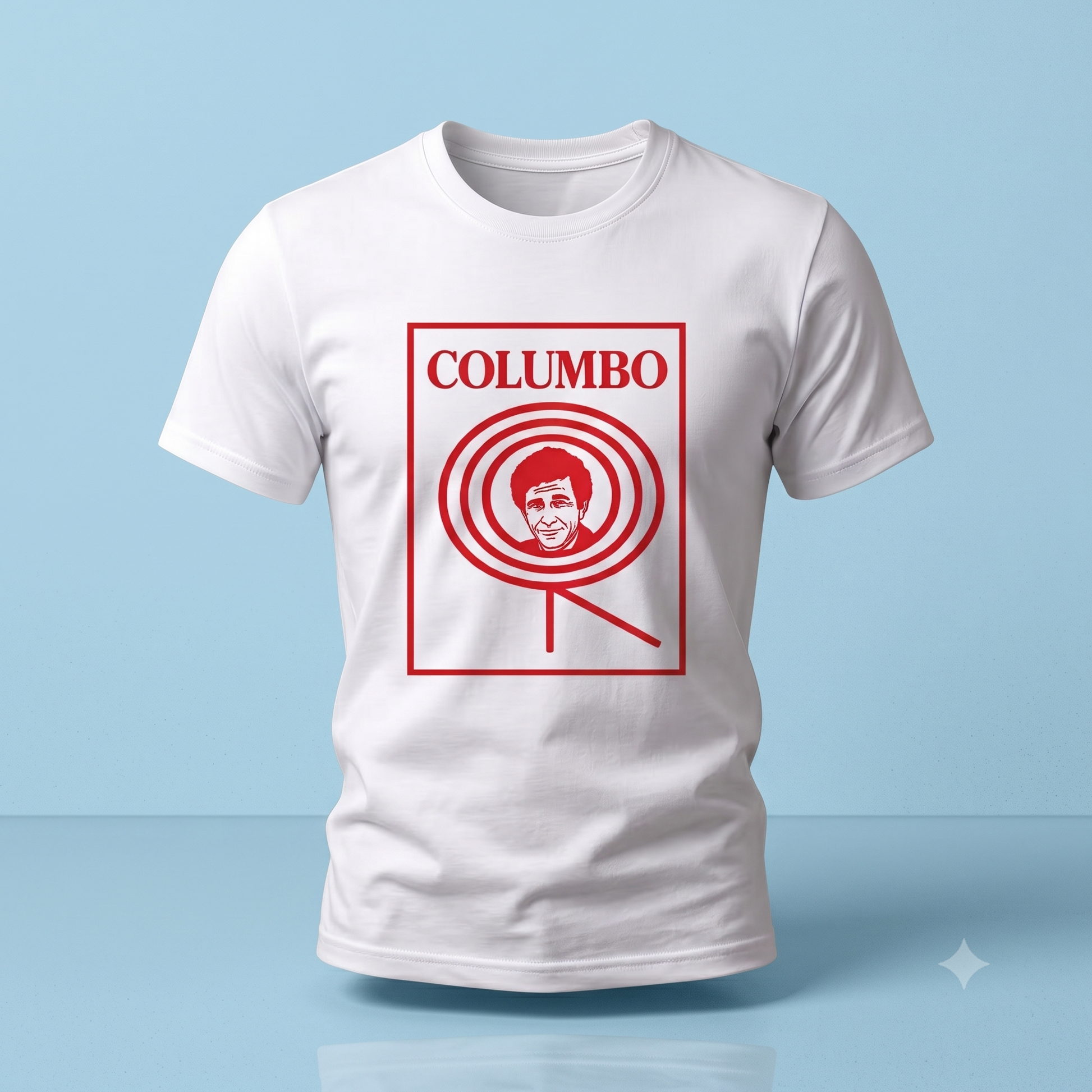 Columbo Tee in white, flat lay (alternate angle)