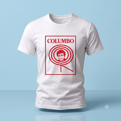 Columbo Tee in white, flat lay (alternate angle)