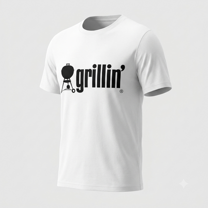 Grillin' (Weber) tee in white, angled product shot
