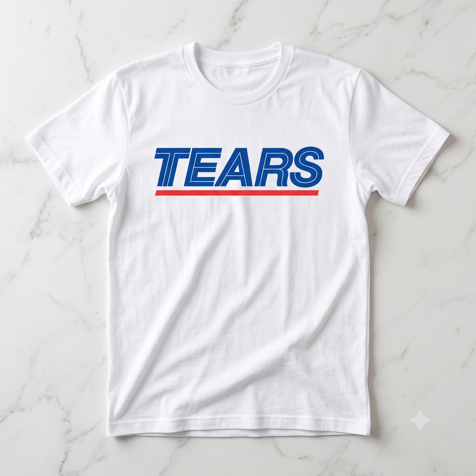 Tears for Sears tee in white, flat lay