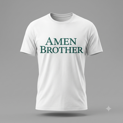 Amen Brother tee in white, ghost mannequin view