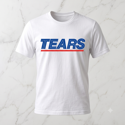 Tears for Sears tee in white, flat lay (alternate angle)