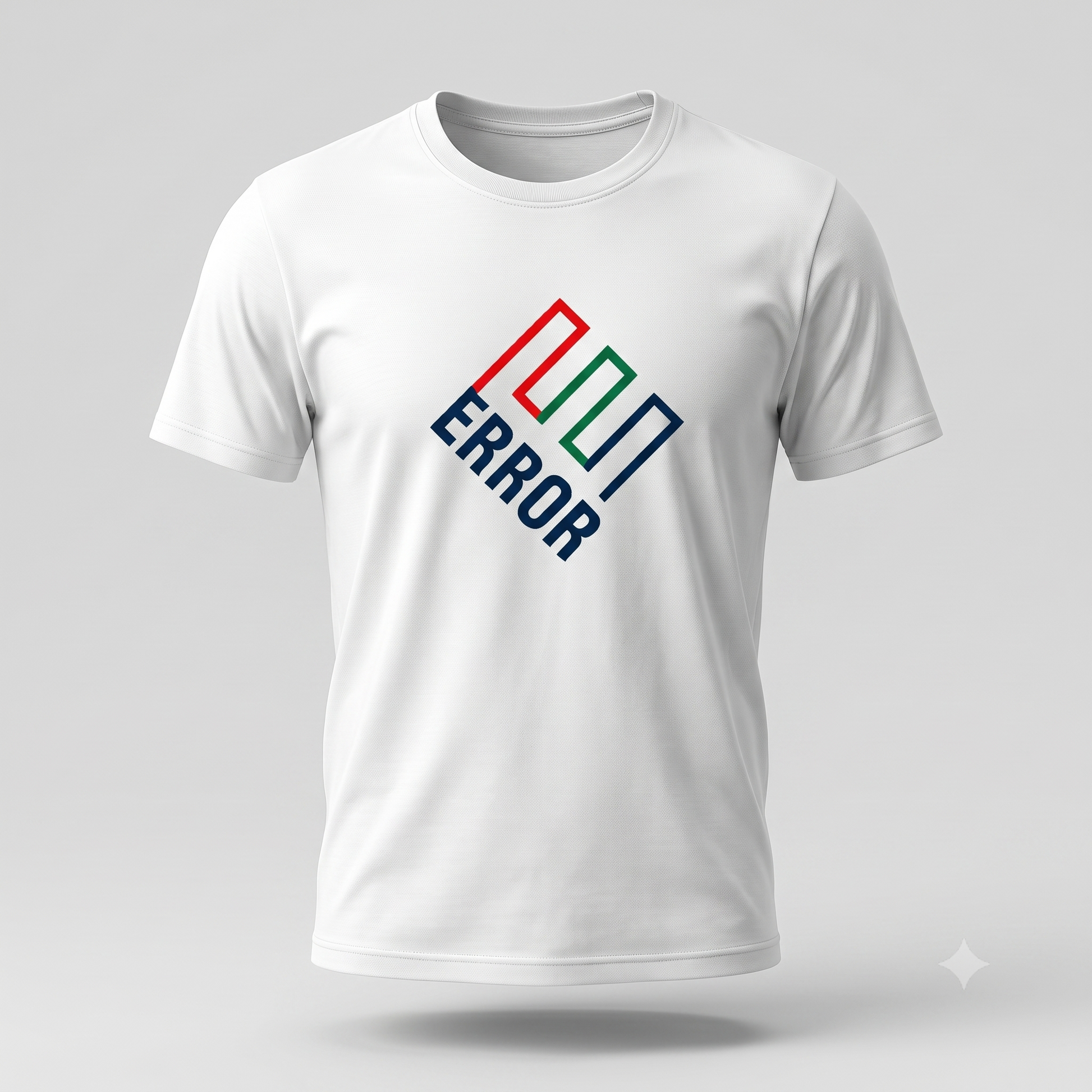 ERROR (Enron) tee in white, angled product shot (alternate)