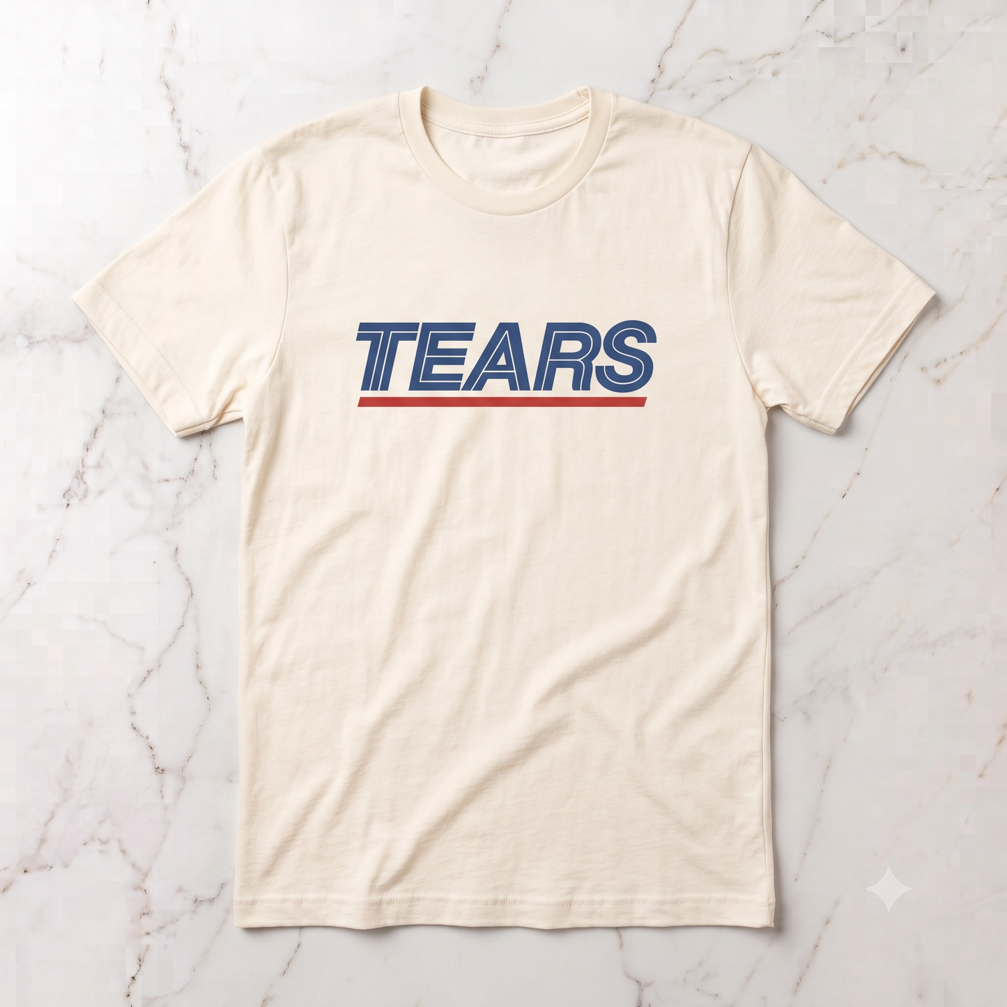 Tears for Sears tee in cream, flat lay (alternate angle)