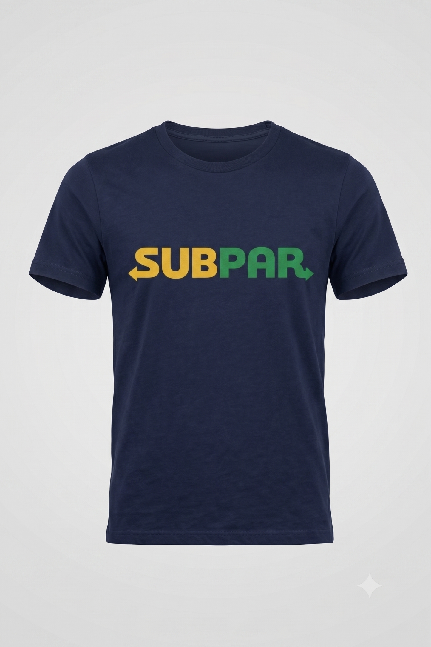 Subpar (Subway) tee in navy, flat lay