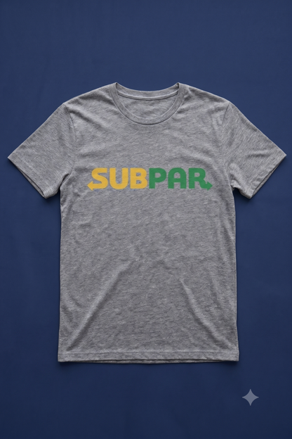 Subpar (Subway) tee in grey, flat lay (alternate angle)