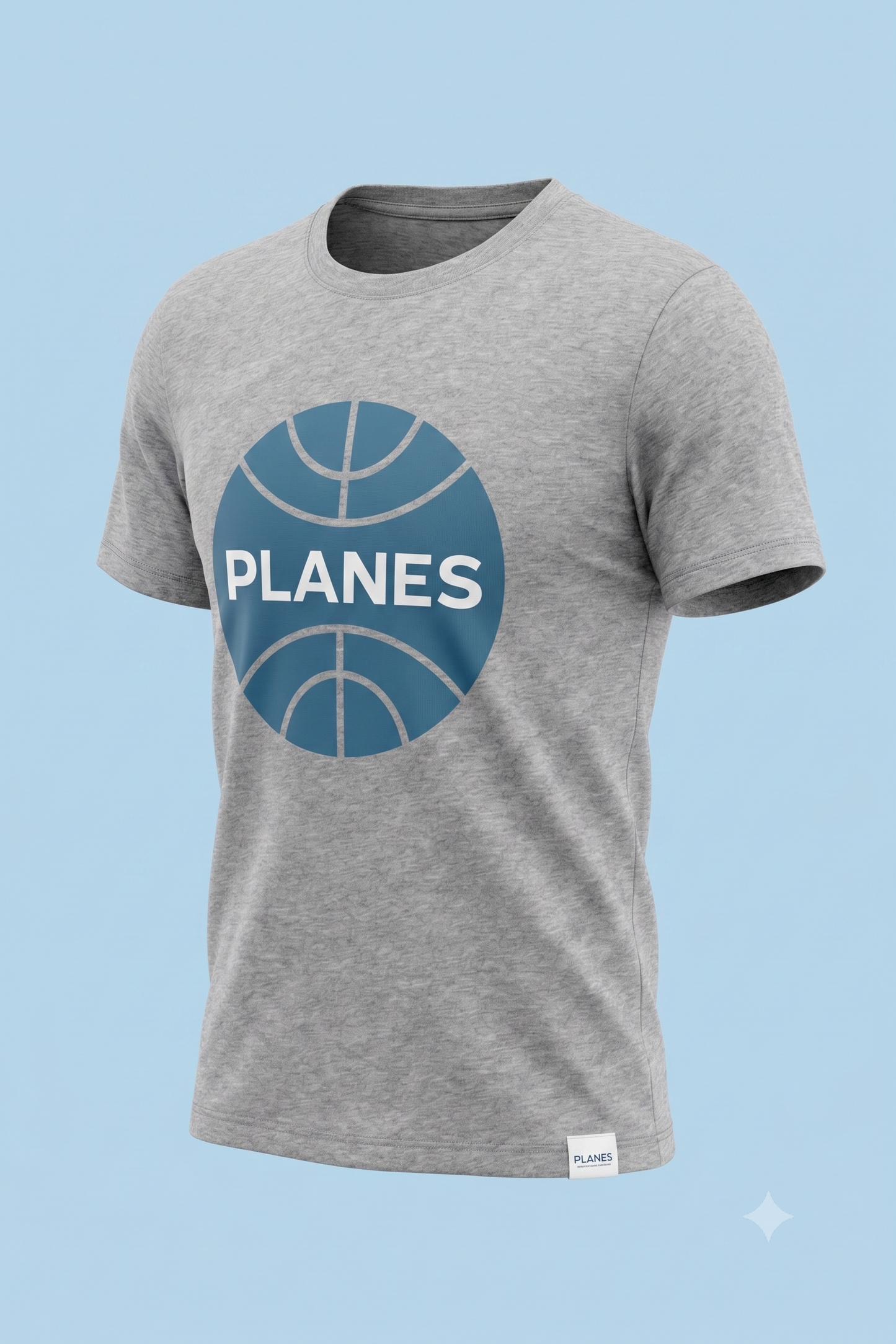 PLANES (Pan Am) tee in grey, angled view on male model