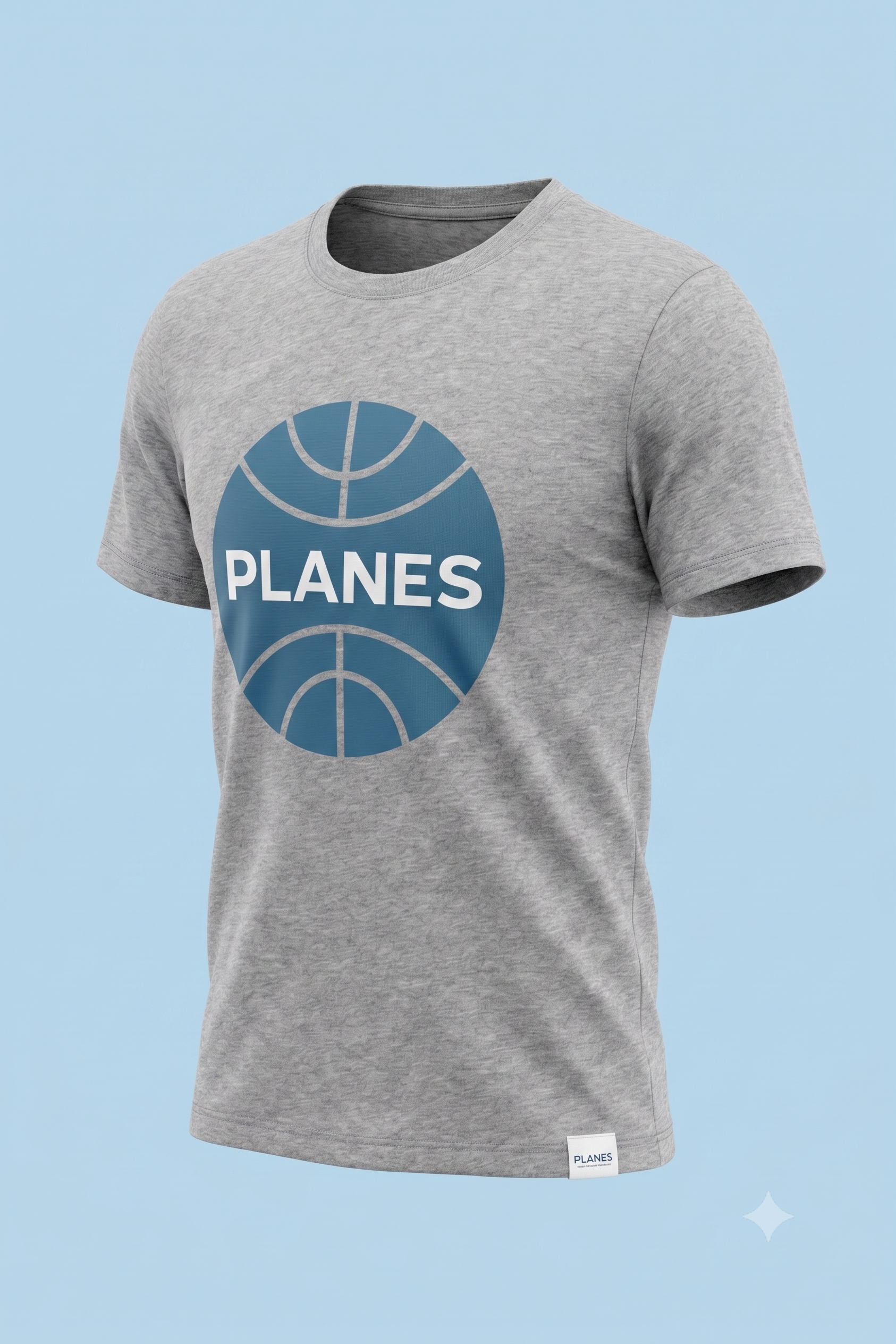 PLANES (Pan Am) tee in grey, angled view on male model