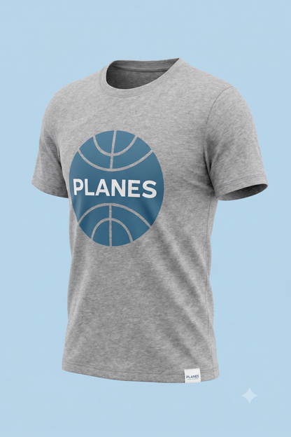 PLANES (Pan Am) tee in grey, angled view on male model