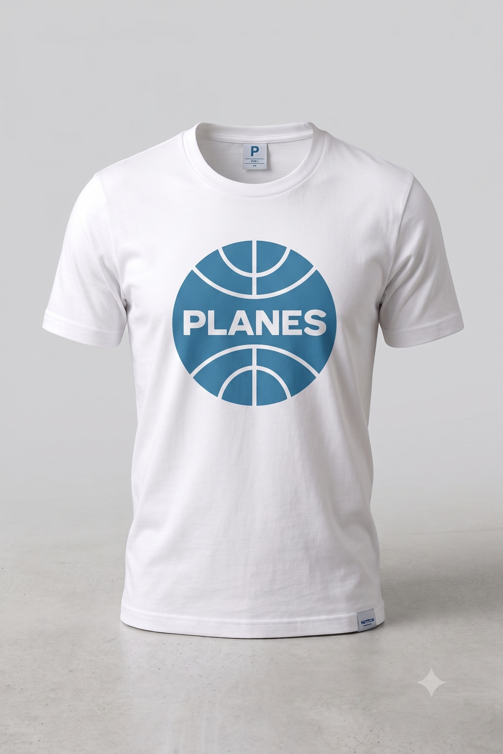 PLANES (Pan Am) tee in white, angled view on male model