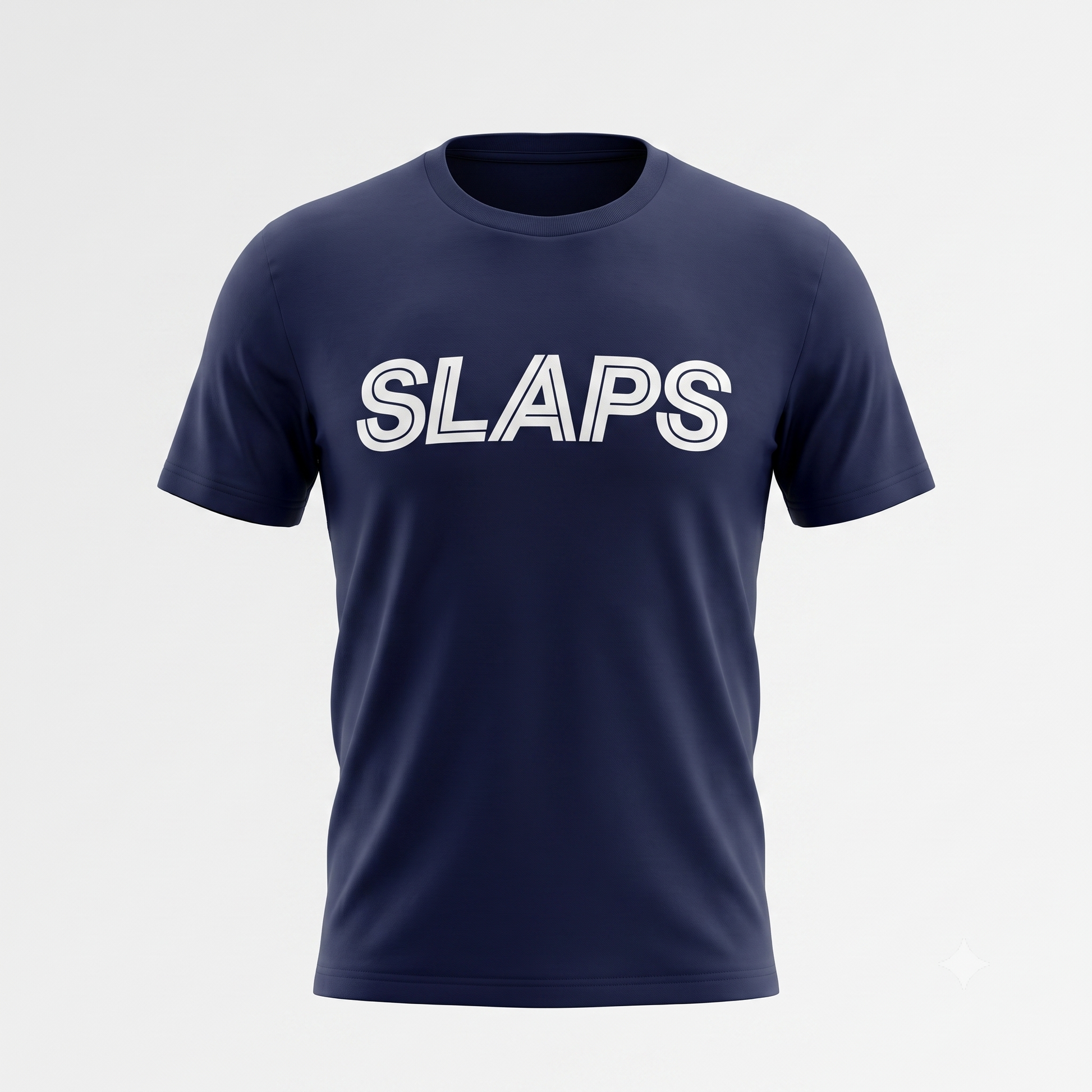SLAPS Sears Corporate Tee in navy, ghost mannequin view